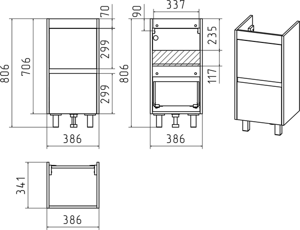 Изображение товара Тумба с умывальником Misty Алиса 40 / Э-Али01040-0112Я+10.150.00400.001
