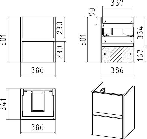 Изображение товара Тумба с умывальником Misty Алиса 40 / Э-Али01040-011П2Я+10.150.00400.001