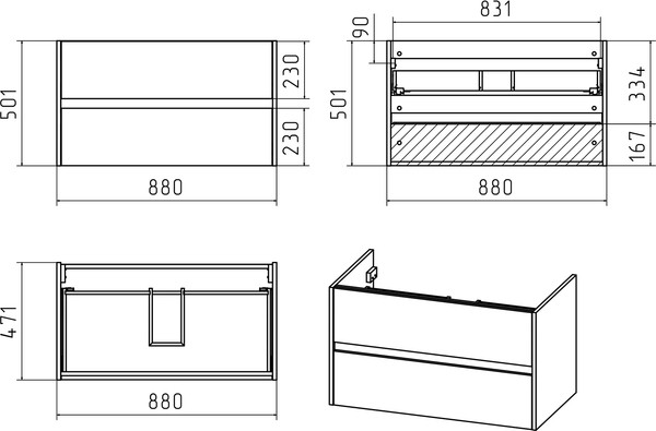 Изображение товара Тумба с умывальником Misty Алиса 90 / Э-Али01090-011П2Я+10.150.00900.001
