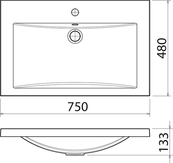 Изображение товара Тумба с умывальником Misty Алиса 75 / Э-Али01075-011П2Я+10.150.00750.001