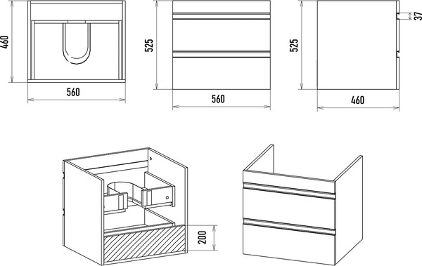 Изображение товара Тумба с умывальником Misty Ингрид 60 / П-Инг-01060-011П2Я+10.150.00580.001