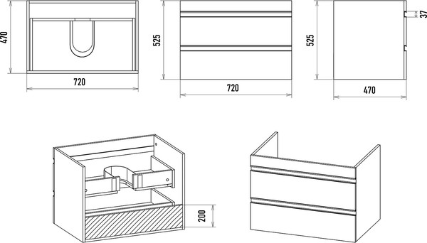 Изображение товара Тумба с умывальником Misty Ингрид 75 / П-Инг-01075-011П2Я+10.150.00750.001