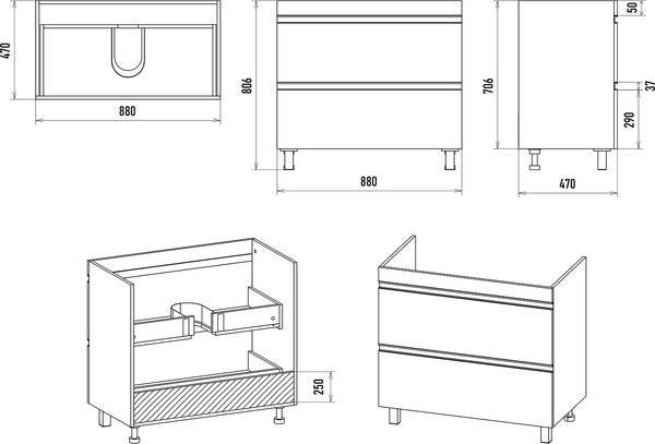 Изображение товара Тумба с умывальником Misty Ингрид 90 / П-Инг-01090-012Я+10.150.00900.001