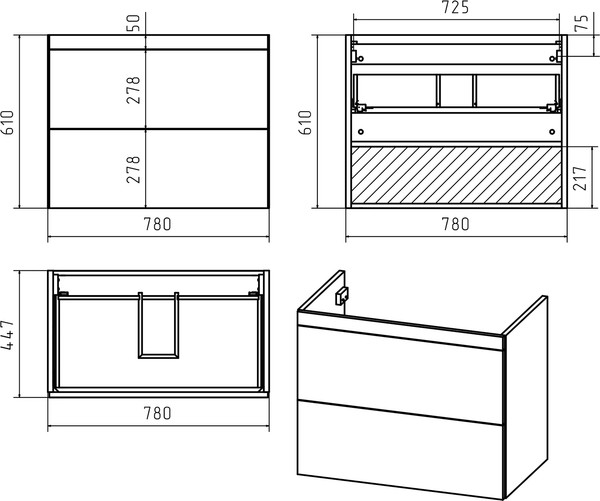 Изображение товара Тумба с умывальником Misty Атлантик 80 / П-Атл-01080-011П2Я+10.020.00800.001