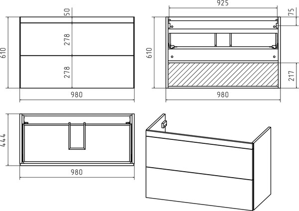Изображение товара Тумба с умывальником Misty Атлантик 100 / П-Атл-01100-011П2Я+10.020.01000.001