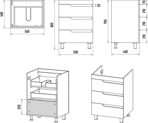 Изображение товара Тумба с умывальником Misty Софт 60 / П-Соф-01060-0113Я+10.150.00580.001