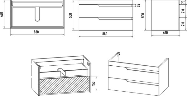 Изображение товара Тумба с умывальником Misty Софт 90 / П-Соф-01090-011П2Я+10.150.00900.001