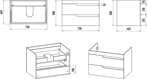 Изображение товара Тумба с умывальником Misty Софт 75 / П-Соф-01075-011П2Я+10.150.00750.001
