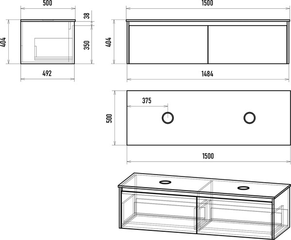 Изображение товара Тумба под умывальник Misty Виста 150 / П-Вис-09150-012Я+УТ000025082