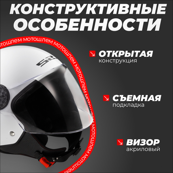 Изображение товара Мотошлем LS2 OF558 Sphere 2 Solid (S, белый глянцевый)