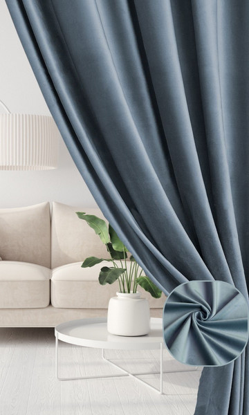 Изображение товара Комплект штор Soft Lines Бархат 9137-А27 (300x240, голубой)