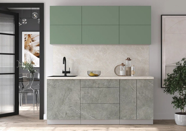 Изображение товара Кухонный гарнитур Интерлиния Мила Матте 1.9 А (мята/керамика/опал светлый)