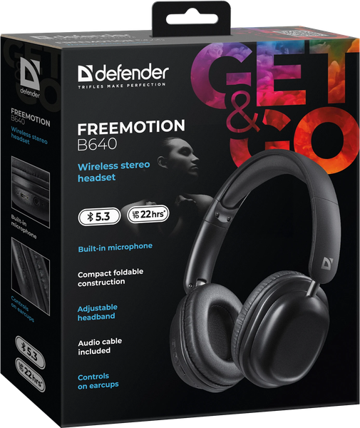 Изображение товара Беспроводные наушники Defender FreeMotion B640 / 63640 (черный)