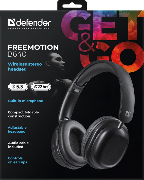 Изображение товара Беспроводные наушники Defender FreeMotion B640 / 63640 (черный)