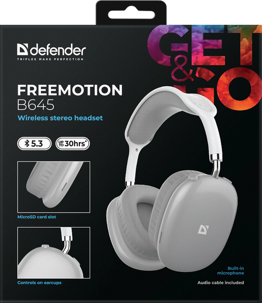Изображение товара Беспроводные наушники Defender FreeMotion B645 / 63646 (серый)