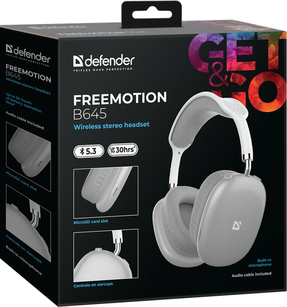 Изображение товара Беспроводные наушники Defender FreeMotion B645 / 63646 (серый)