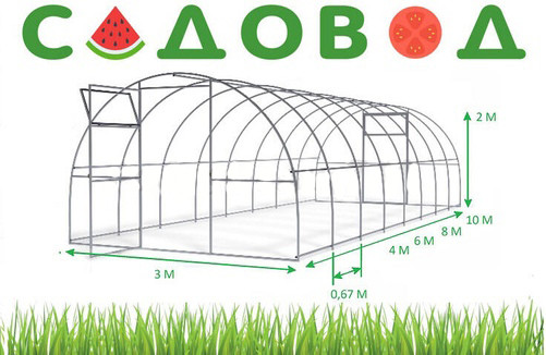Изображение товара Теплица Садовод Элит-40 0.48кг/м (6м, с поликарбонатом)