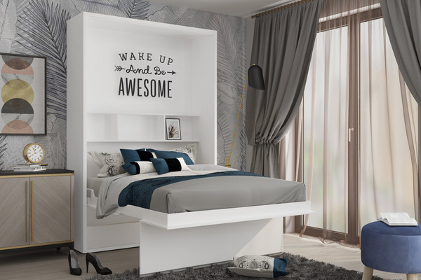 Изображение товара Шкаф-кровать трансформер Макс Стайл Falcon Egger 36мм 140x200 (белый классический W960 ST7)