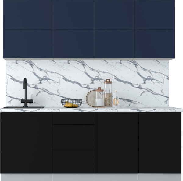 Изображение товара Кухонный гарнитур Интерлиния Мила Матте 2.1 А (индиго/черный/белый гранит)