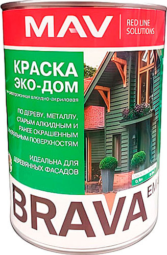 Изображение товара Краска MAV Brava Эко-Дом (900мл, белый полуматовый)
