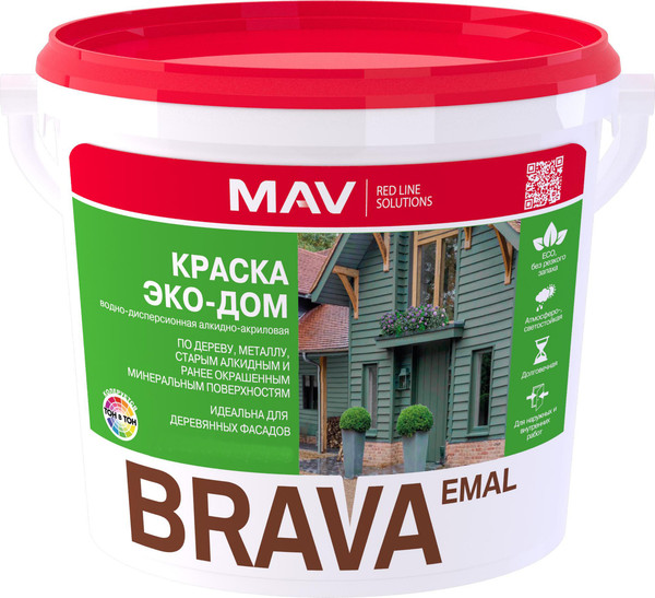 Изображение товара Краска MAV Brava Эко-Дом (3л, белый полуматовый)