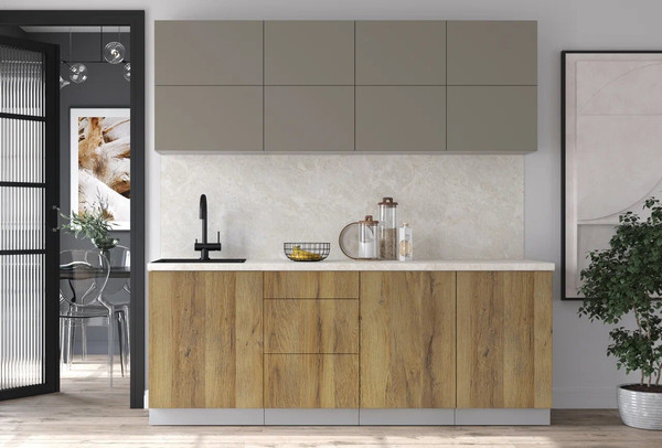 Изображение товара Кухонный гарнитур Интерлиния Мила Матте 2.1 А (луна/дуб вотан/опал светлый)