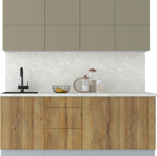 Изображение товара Кухонный гарнитур Интерлиния Мила Матте 2.1 А (луна/дуб вотан/опал светлый)