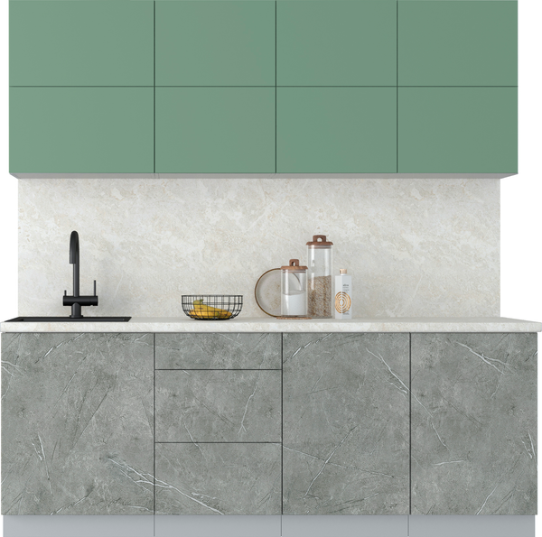 Изображение товара Кухонный гарнитур Интерлиния Мила Матте 2.1 А (мята/керамика/опал светлый)