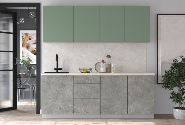 Изображение товара Кухонный гарнитур Интерлиния Мила Матте 2.1 А (мята/керамика/опал светлый)