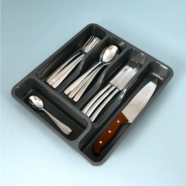 Изображение товара Органайзер для столовых приборов Мультидом 740 018 (серый)