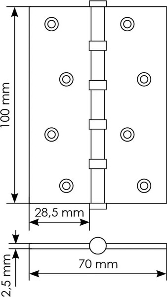 Изображение товара Петля дверная Morelli MSN 100x70x2.5-4BB W (универсальная, белый)