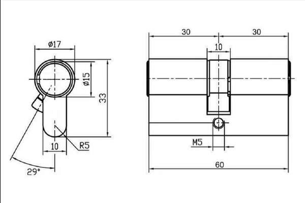 Изображение товара Цилиндровый механизм замка Morelli HS R60C SN