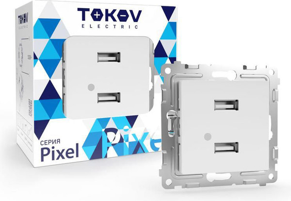Изображение товара Розетка Tokov Electric Pixel TKE-PX-2USB-C34 (айс)