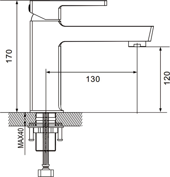 Изображение товара Смеситель Rose R1801T-1 (оружейная сталь)