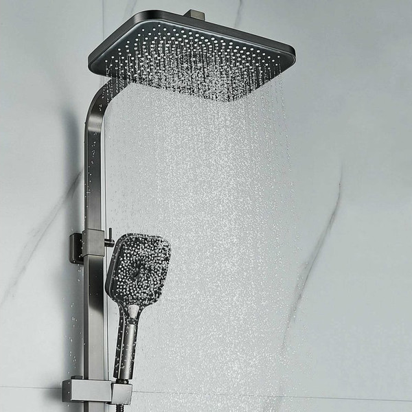 Изображение товара Душевая система со смесителем Shevanik S7036T (оружейная сталь)