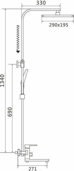 Изображение товара Душевая система со смесителем Shevanik S7036T (оружейная сталь)