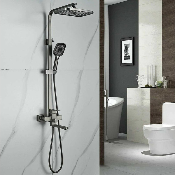 Изображение товара Душевая система со смесителем Shevanik S7036T (оружейная сталь)