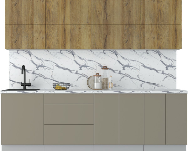 Изображение товара Кухонный гарнитур Интерлиния Мила Матте 2.6 А (дуб вотан/луна/опал светлый)