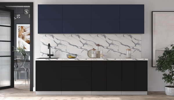Изображение товара Кухонный гарнитур Интерлиния Мила Матте 2.6 А (индиго/черный/белый гранит)