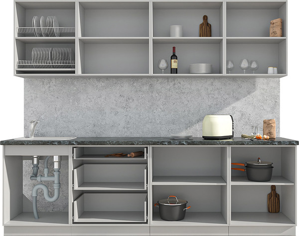 Изображение товара Кухонный гарнитур Интерлиния Мила Матте 2.6 А (индиго/черный/белый гранит)