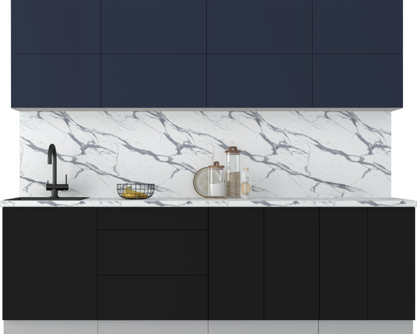 Изображение товара Кухонный гарнитур Интерлиния Мила Матте 2.6 А (индиго/черный/белый гранит)