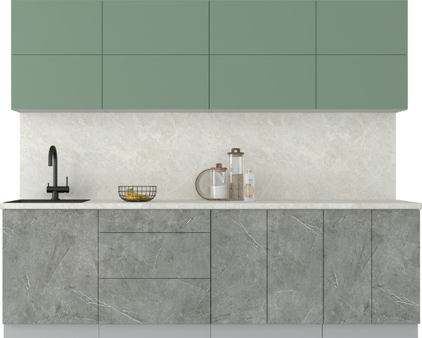 Изображение товара Кухонный гарнитур Интерлиния Мила Матте 2.6 А (мята/керамика/опал светлый)