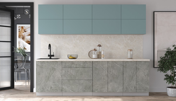 Изображение товара Кухонный гарнитур Интерлиния Мила Матте 2.6 А (океан/керамика/опал светлый)