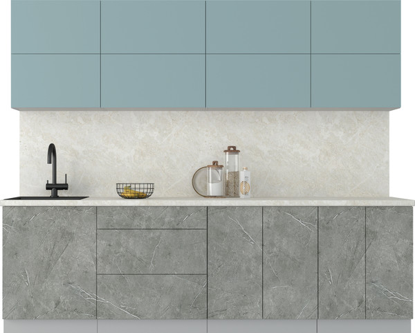 Изображение товара Кухонный гарнитур Интерлиния Мила Матте 2.6 А (океан/керамика/опал светлый)