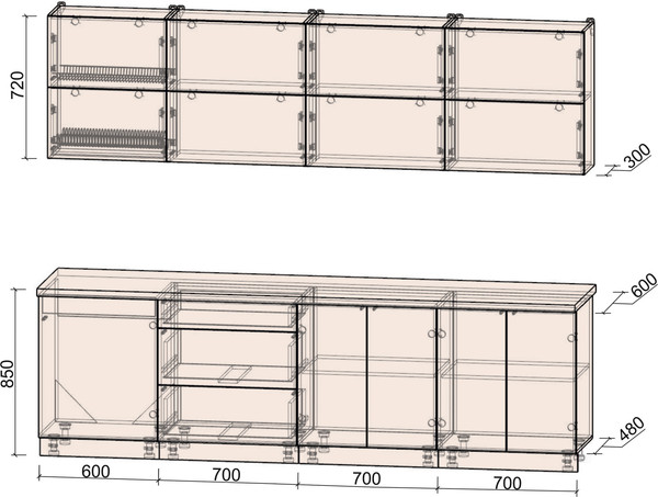 Изображение товара Кухонный гарнитур Интерлиния Мила Матте 2.7 А (белый/черный/дуб бунратти)