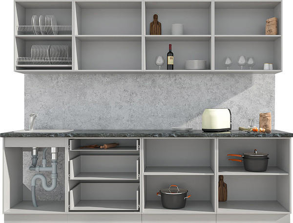 Изображение товара Кухонный гарнитур Интерлиния Мила Матте 2.7 А (дуб вотан/дуб вотан/белый гранит)