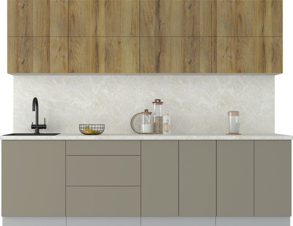 Изображение товара Кухонный гарнитур Интерлиния Мила Матте 2.7 А (дуб вотан/луна/опал светлый)