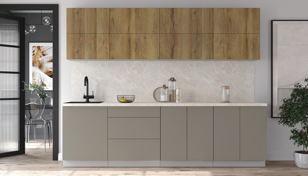 Изображение товара Кухонный гарнитур Интерлиния Мила Матте 2.7 А (дуб вотан/луна/опал светлый)