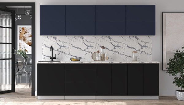 Изображение товара Кухонный гарнитур Интерлиния Мила Матте 2.7 А (индиго/черный/белый гранит)
