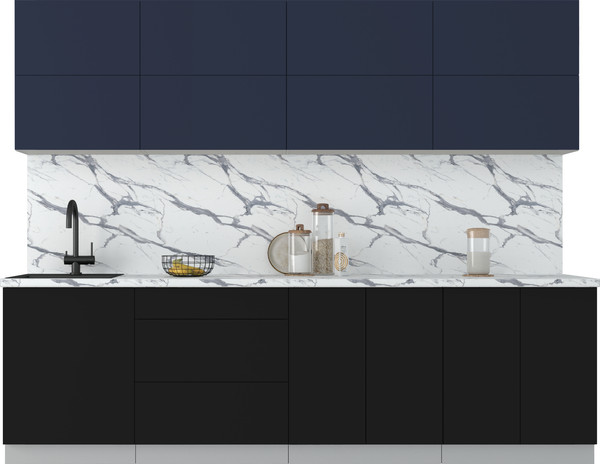 Изображение товара Кухонный гарнитур Интерлиния Мила Матте 2.7 А (индиго/черный/белый гранит)